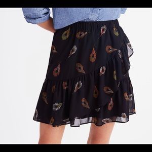 Madewell ruffle edged skirt in Peacock feathers